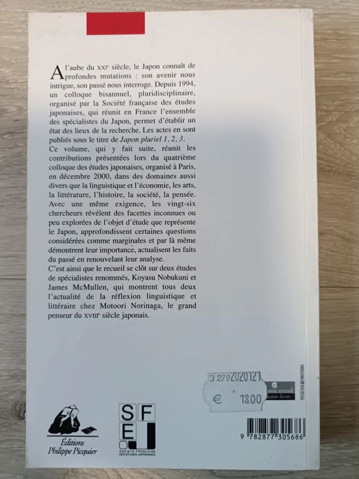 Japon Pluriel 4. Actes Du Quatrieme Colloque De La Societe Francaise Des Etudes Japonaises - photo numéro 2