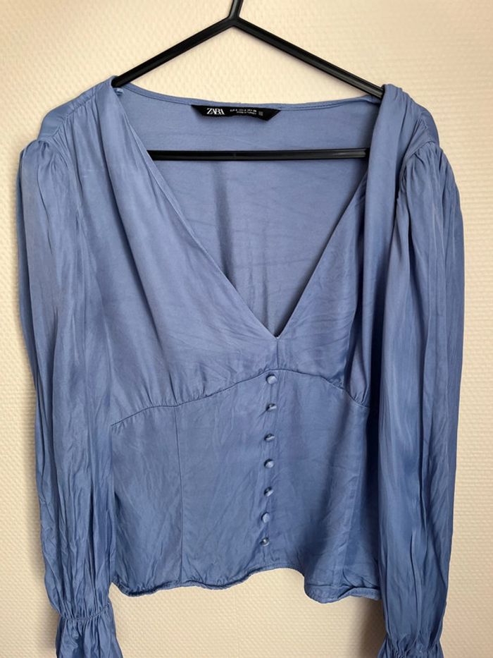 Blouse bleu Zara taille S - photo numéro 7