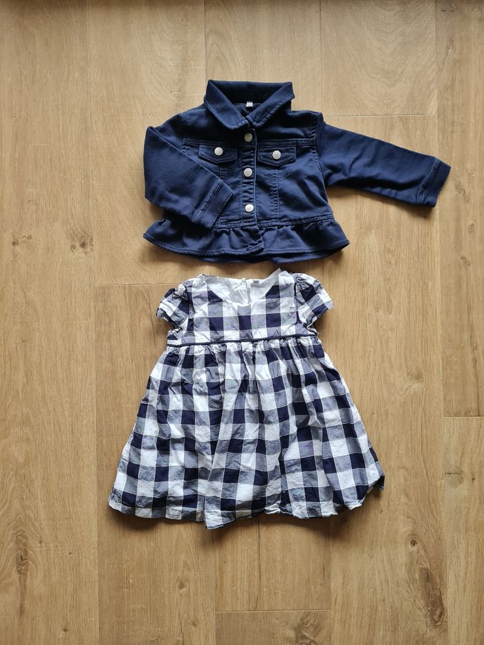 Ensemble veste légère + robe à carreaux, taille 12 mois, NEUF, jamais porté.