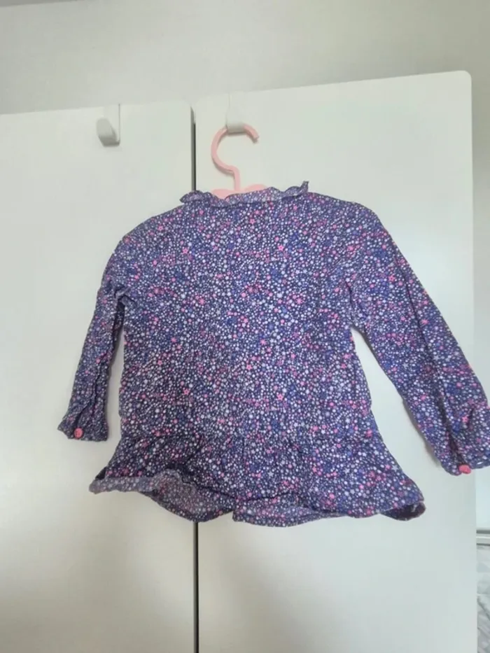 Belle blouse Sergent major 18 mois 80 cm chemise à boutons violettes - photo numéro 2