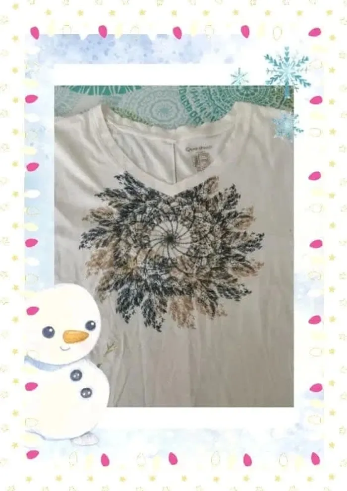 T shirt crème fleur t xl - photo numéro 2