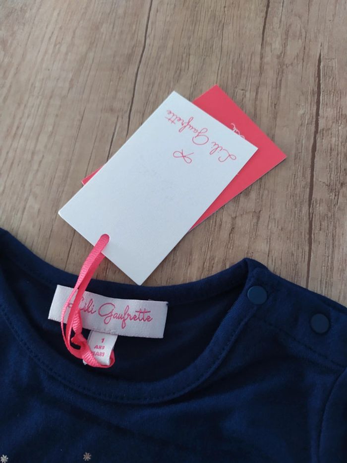 T-shirt manches longues fille bleu marine taille 12 mois Lili Gaufrette - photo numéro 3