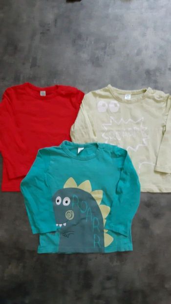3 t-shirts manches longues garçon 100% coton