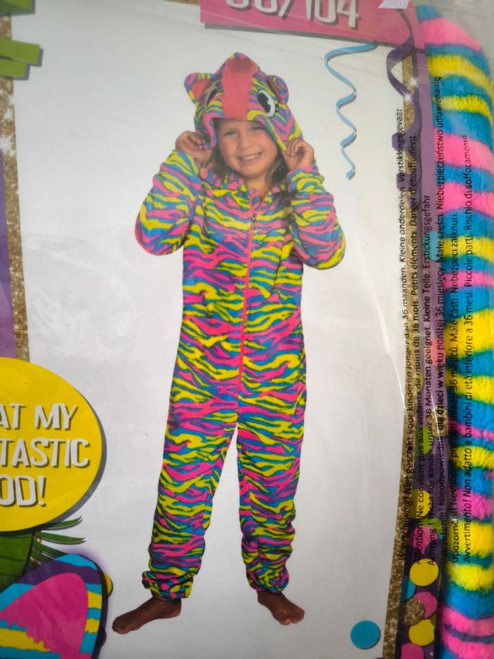 Déguisement ou pyjama zèbre coloré 3 ans neuf - photo numéro 2