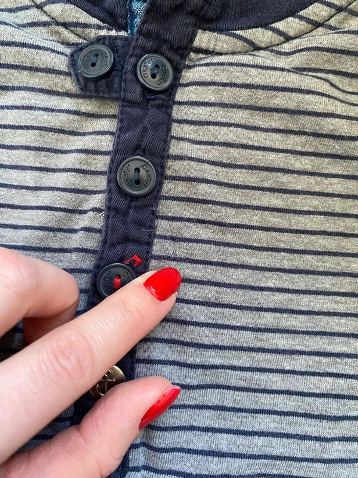 T-shirt Okaidi manche longues 8 ans à rayure - photo numéro 3