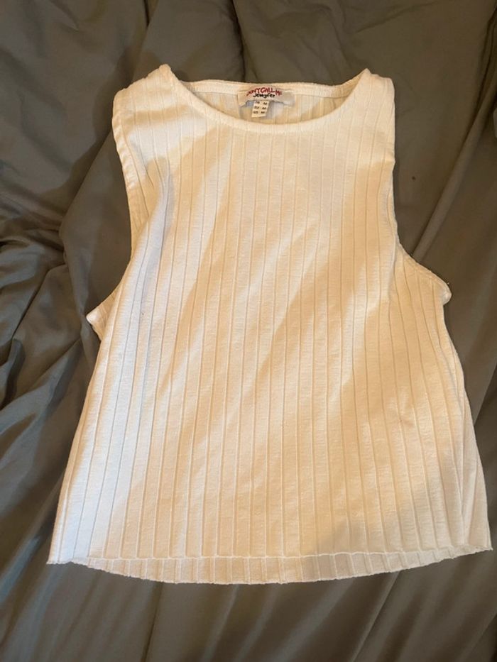 Top blanc côtelé sans manches – Taille S/XS