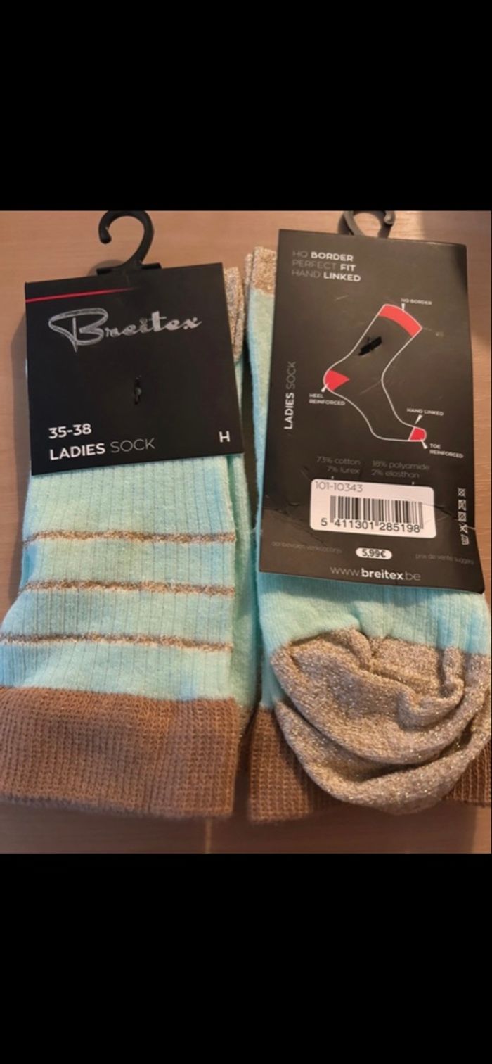 Lot de 2 paires de chaussette bleu et or