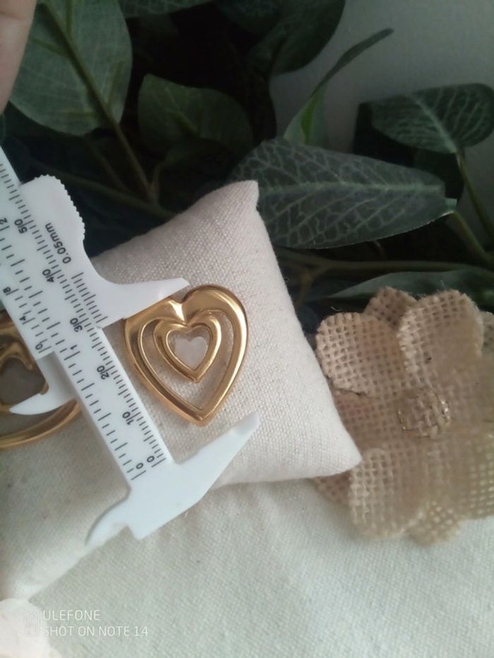 Boucles d'oreilles bohèmes coeurs avec pierres de cristal de roche - photo numéro 3