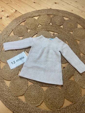 Robe pull crème à fil doré obaibi 12 mois