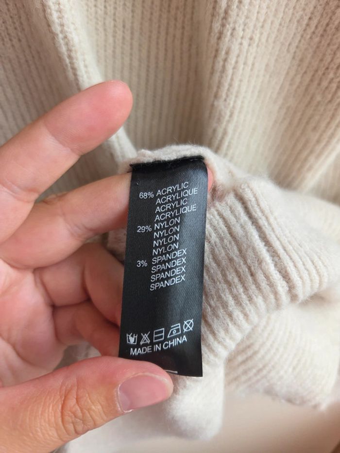 Robe pull col roulé beige écru - Taille unique - photo numéro 4