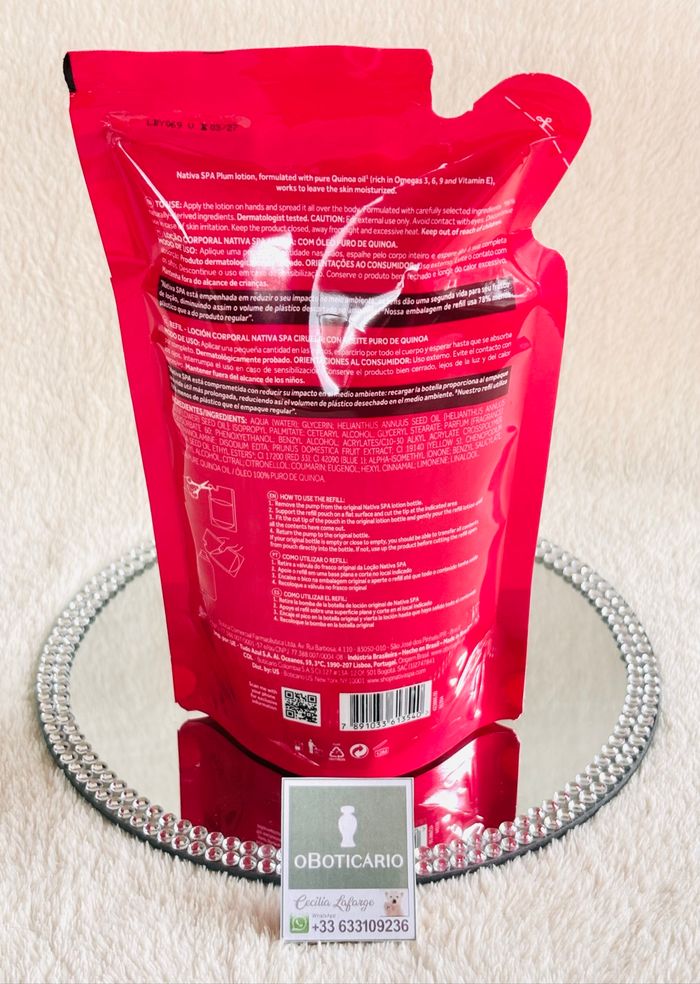 Recharge crème hydratante corps Nativa Ameixa OBoticario - photo numéro 2