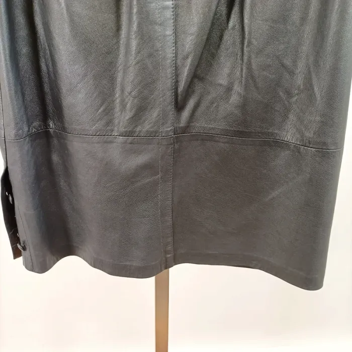 Jupe droite cuir véritable noir vintage Leder Herbst taille 40 A1390 - photo numéro 4