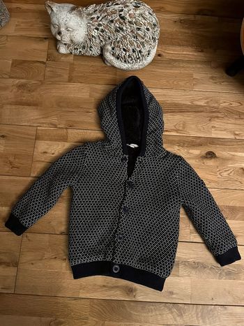 Gilet Chiné marine et blanc doublé 86 cm/2ans