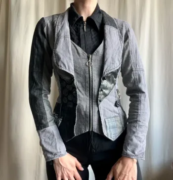 Blazer gris/noir denim Avant Garde Corporate Officecore vintage - Taille S