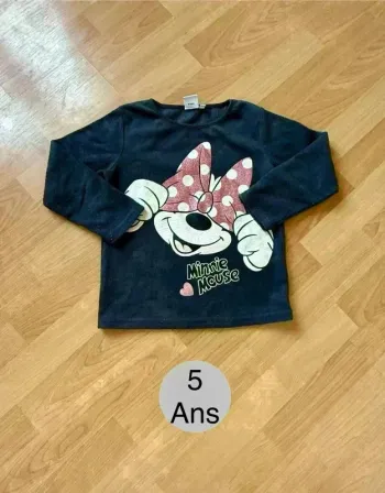 Polaire fine Minnie Mouse - Taille 5 ans - Gris foncé - Très bon état