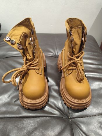 Chaussures montantes Fashion Shoes bottes bottines plateforme marron/moutarde Taille 39