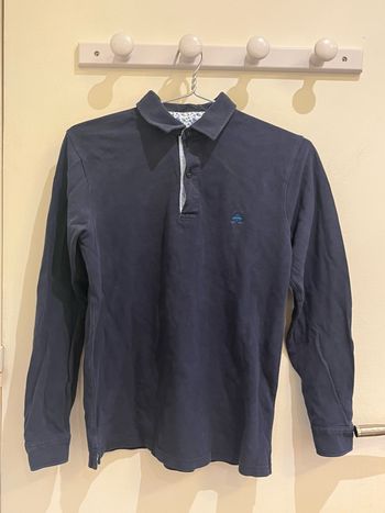 Polo manches longues bleu marine motif fleuri blanc charles le golf taille S