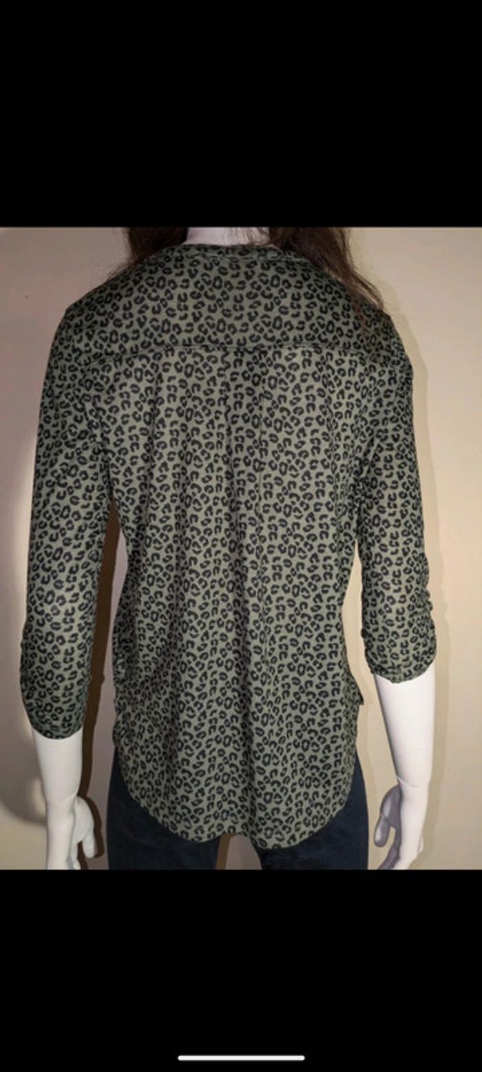 Blouse haut Tshirt manche 3/4 léopard kaki - photo numéro 4