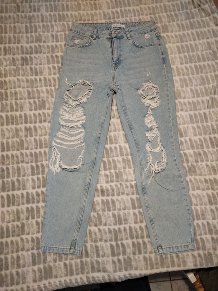 Jeans boyfriend à trous bleu clair taille 40 denim co - photo numéro 1