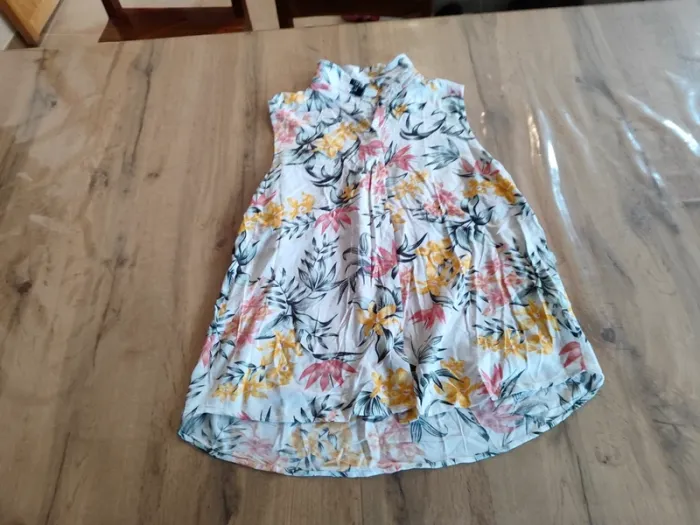 Tunique H&M Blanc, Taille M, Motifs Tropicaux