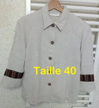 Veste beige 38 % Lin Figure Libre Taille 40