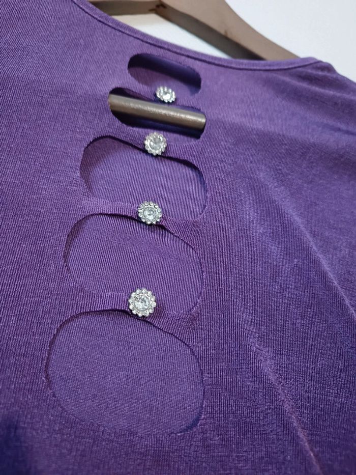 Top court violet strass S - photo numéro 2