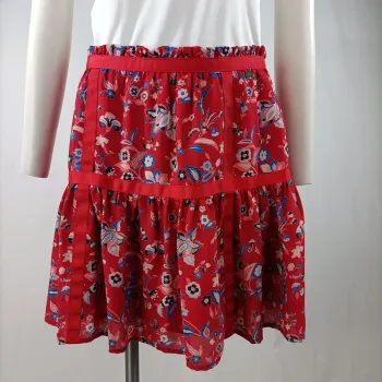 Jupe courte rouge imprimée fleuri - Liu Jo Milano - Taille 42 (estimé) - LE A968