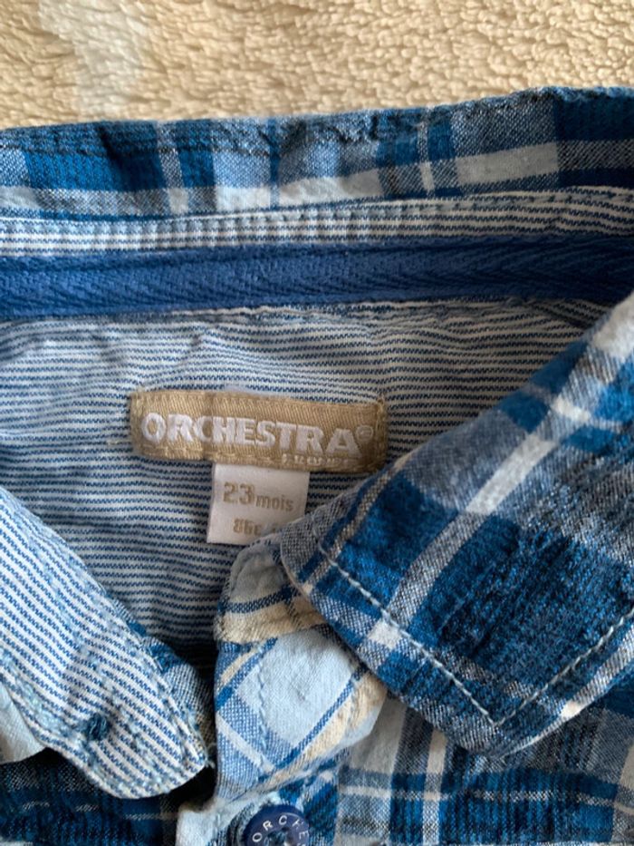 Chemise manches courtes orchestra bleu à carreaux 23 mois😺 - photo numéro 3