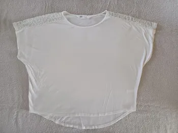 Tee-shirt H&M 146/152 cm blanc (réf perso G-O30)(familleac72)