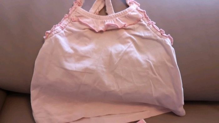 Ensemble 2 pièces jupe short + top rose pétale + accessoire - photo numéro 7