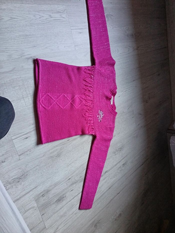 Pull fille 12 ans Lee Cooper rose à paillettes argentée en très bon. - photo numéro 2