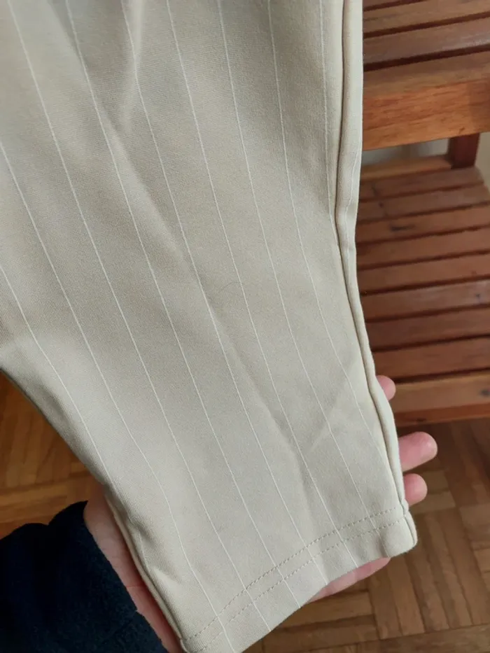 Neuf Pantalon jogging chic habillé 7/8 rayé beige - photo numéro 6