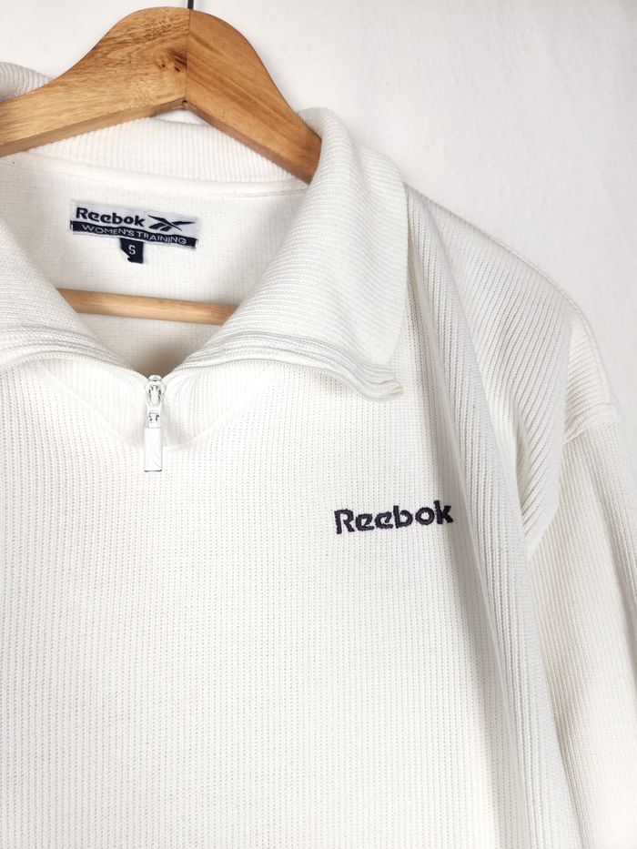 Sweat Quart Zip Reebok Blanc - Taille S Vintage - photo numéro 2