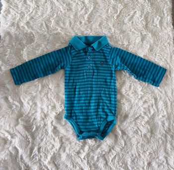 Body manches longues bleu rayé Obaibi taille 3 mois