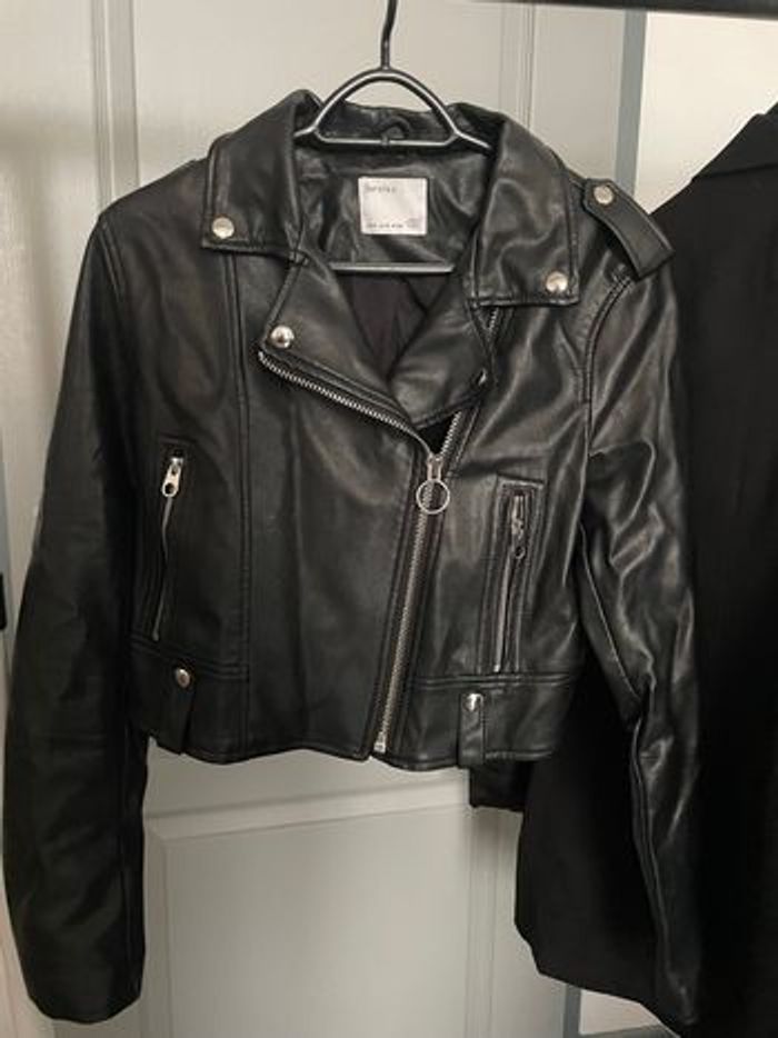 Veste en cuir Bershka