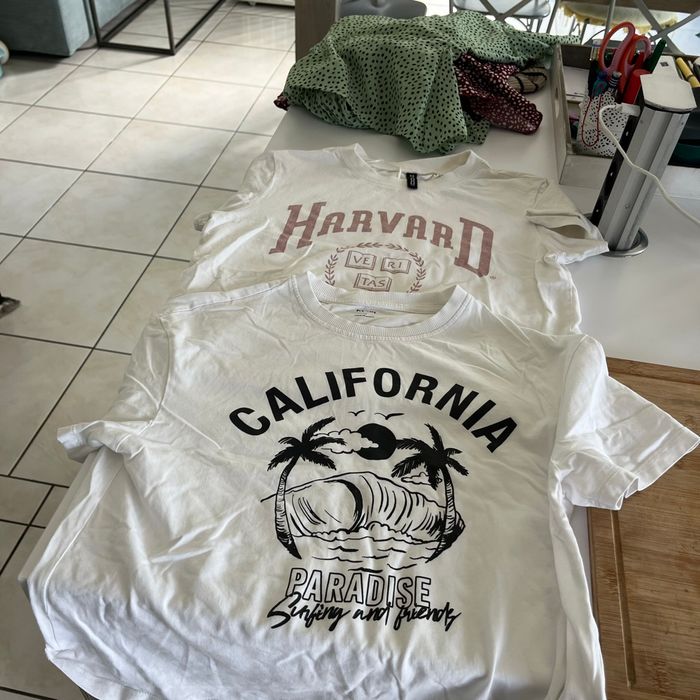 2 tee shirt blanc taille s