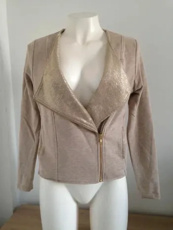 Veste blouson col V zippé doré 34 Marie Sixtine