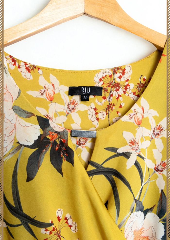 Robe jaune à fleurs Jacqueline Riu – Taille 38 ( - photo numéro 4