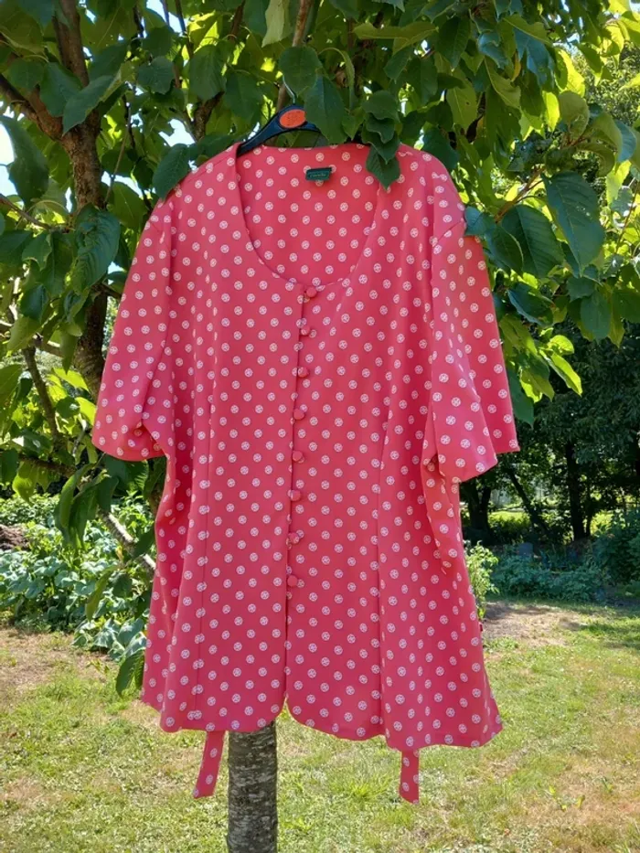 Chemisier rose à poit blanc marque canda taille 52 - photo numéro 2