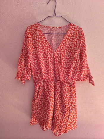 Combishort bohème rouge