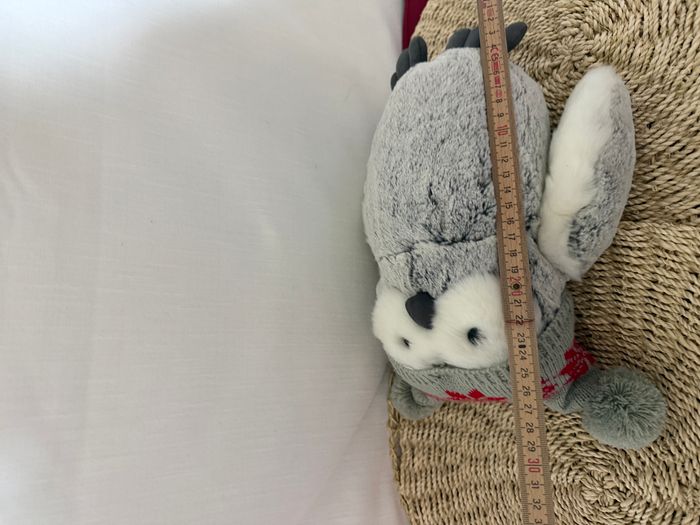 Peluche chouette GUND gris blanc bonnet laine - photo numéro 4