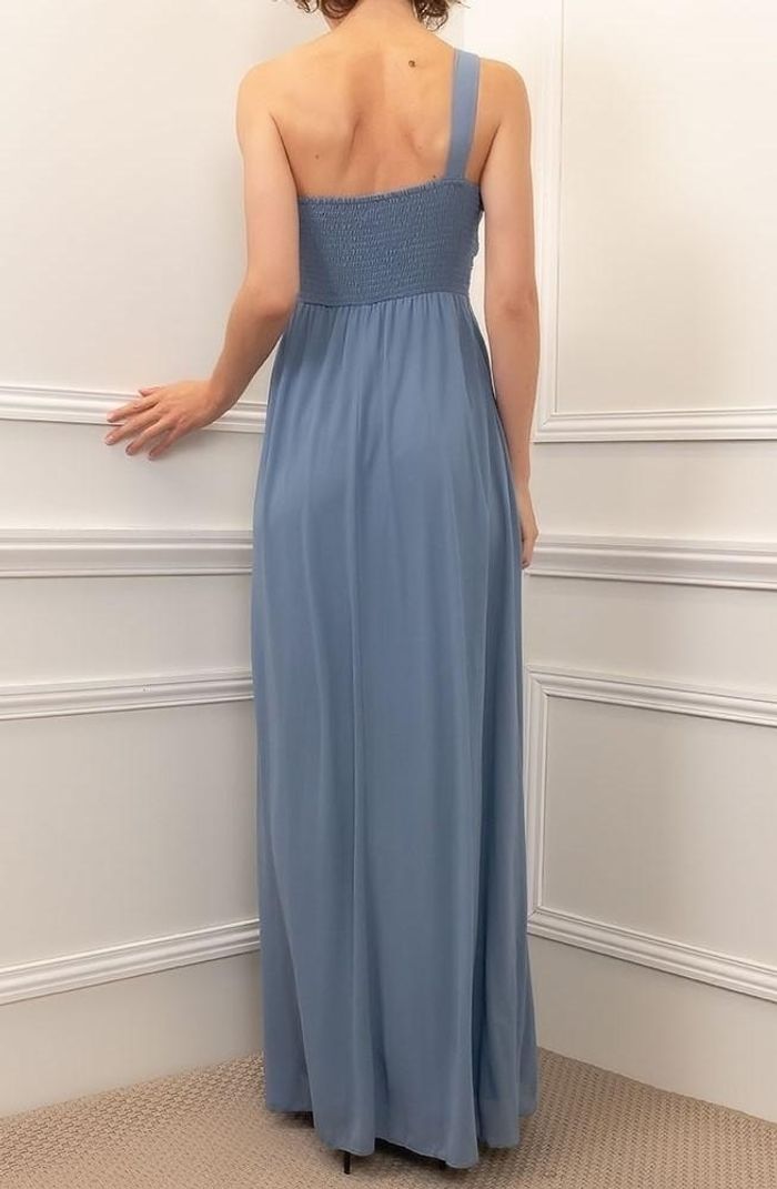 robe de soirée longue 1 bretelle bleu jean taille 40 - photo numéro 3