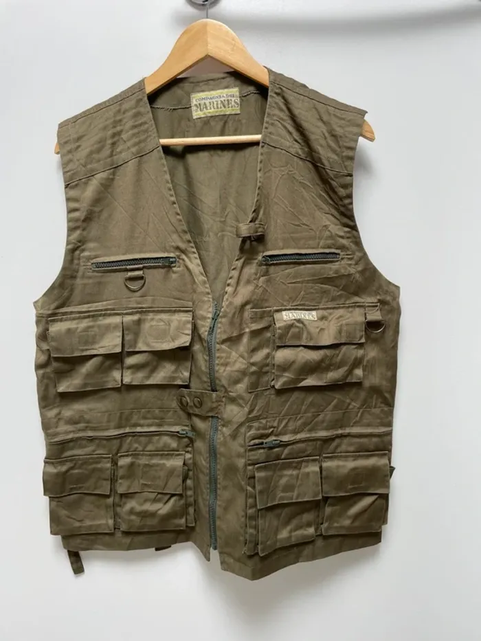 Military Marines Army Workwear Utility Vest Khaki Green Mens L
