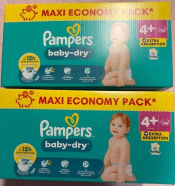 Pack de 196 couches Pampers baby dry taille 4 +