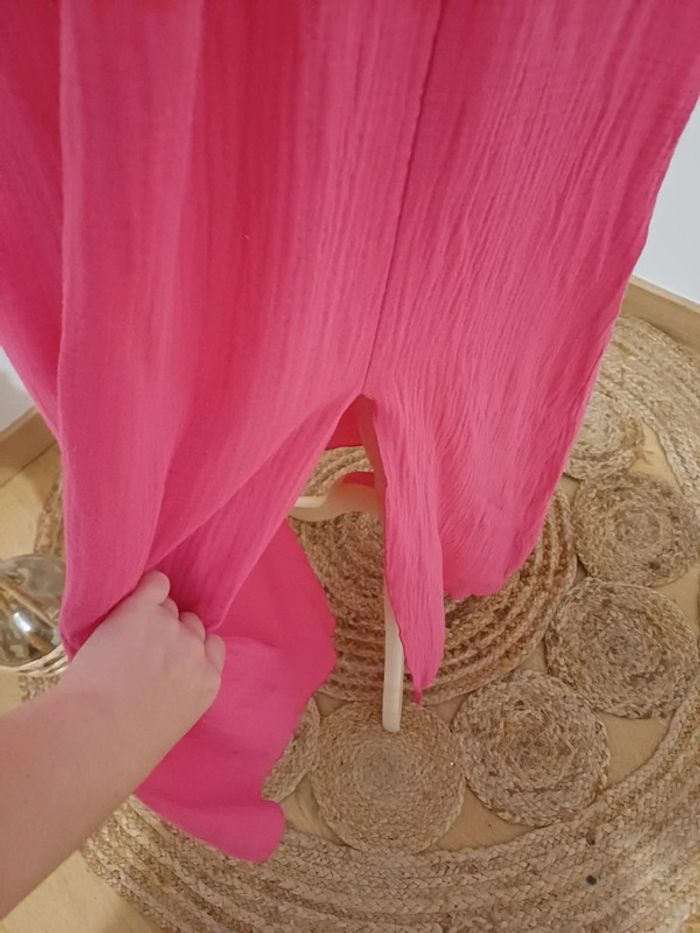 Robe rose longue en gaze de coton neuve Estee Brown taille M/L 38/40 - photo numéro 4