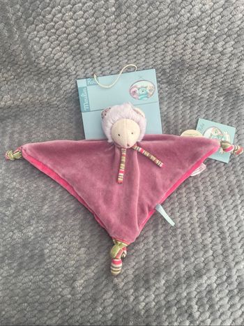 Doudou plat souris violet rose Les Pachats Moulin Roty