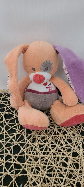 Peluche lapin TEX BABY Carrefour orange violet