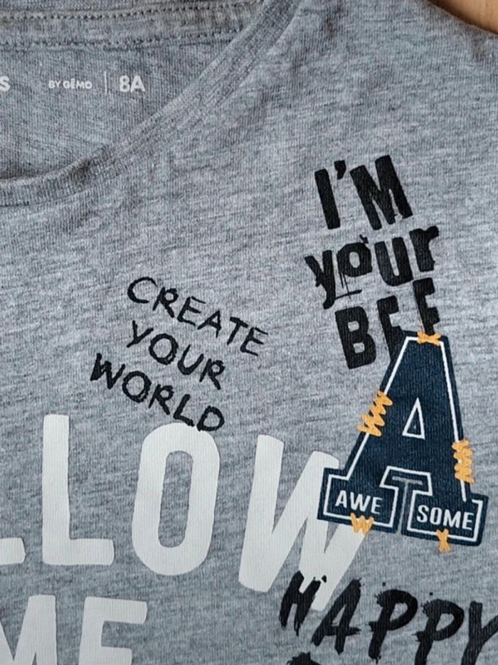 Lot T-shirt à manches longues et sweat à capuche gris imprimé La Redoute Gémo 8 ans - photo numéro 10