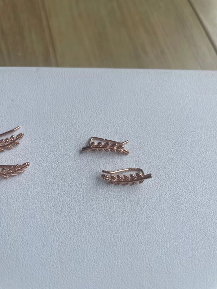 Lot 2 boucles d’oreilles couleur or rose branché Olivier - photo numéro 2