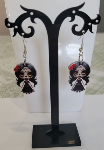 BOUCLES D'OREILLES POUPEE SANTA MUERTE HALLOWEEN ! NEUVE ! MODELE 6